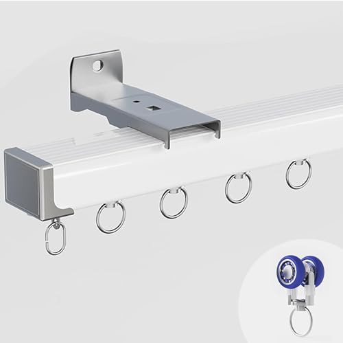 Sistema Curt K silencioso de 4m, riel de aluminio resistente para techo o pared blanco y champán 3