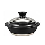 HARIO(ハリオ) フタがガラスの 土鍋 8号 2000ml 中身が見える 耐熱ガラス 陶器 日本製 GDN-225-B-W