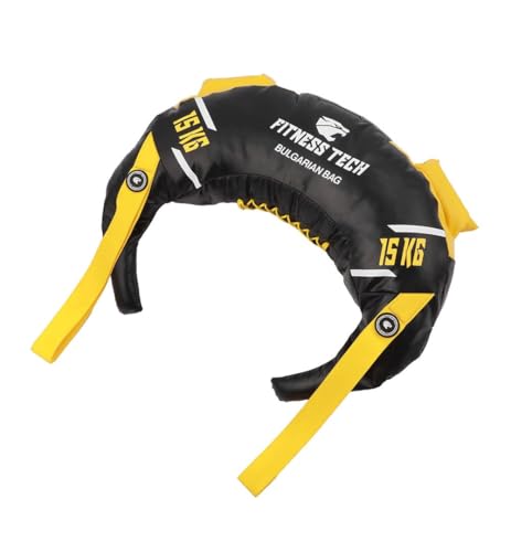 Fitness Tech Saco Búlgaro Premium 5–25 kg – Bulgarian Bag Entrenamiento Funcional – Fuerza, Core y Cross Training – PVC 1000D Alta Resistencia (15 kg)