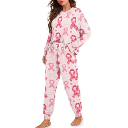 Image of Womens Pajama Sets 2 Piece Pjs Lounge Sets Long Sleeve Sleepwear Crew Neck Pullover Top with Long Pants