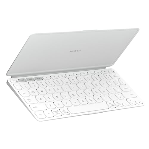 Logitech Keys-to-Go 2 Portable Bluetooth Keyboard for Tablet with Built-in Cover, Slim and Compact Wireless Keyboard for Windows, Android, Linux, iPad, iPhone, Mac - Pale Grey
