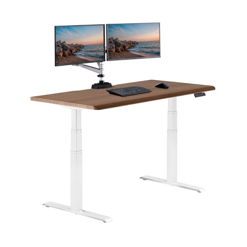 Vari ComfortEdge 60x30 Inch Adjustable Electric Standing Desk Sit Stand VariDesk with Memory Presets Sloped Edge 200 LB Capacity + Tool-Free Assembly (Walnut)