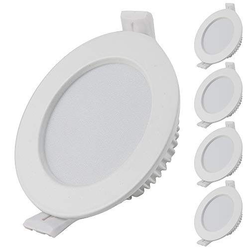 ED inbouwspot I ultra platte LED-spots 30 mm inbouwdiepte I incl. 5 x 5 W LED inbouwlamp 3000 K warm wit 450 lm, 230 V, IP44, niet dimbaar inbouwspots voor keuken, woonkamer, slaapkamer, kantoor