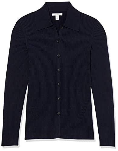 Image of Amazon Essentials Women's Fine Gauge Stretch Polo Ribbed Long Sleeve Sweater Cardigan