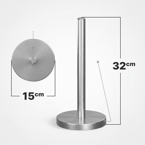Miniatura 7 de Minismus Portarrollos Papel Cocina Portarrollos De Acero Inoxidable Con Barra Estabilizadora, Sin Taladros Soporte Rollo, Porta Rollos Moderno Para Papel De Cocina Estándar Plata