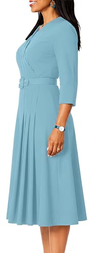 Image of ZVO Business Work Dress for Women Elegan Church V-Neck A Line Midi Dresses