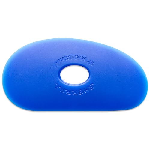 Mudtools Pottery Ribs Shape 1 Polymer Rib (Blue Firm), Kidney-Shaped Clay Shaping Tool (B1)