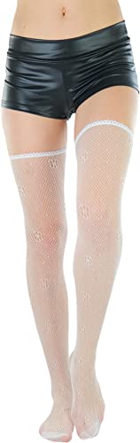 Image of ToBeInStyle Women's Sexy Nylon Versatile Fine Fishnet Thigh High Stockings w /Opaque Band