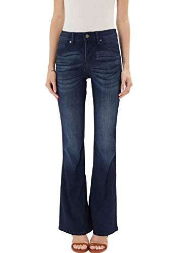 Kan Can Women's Mid Rise Flare Hem Jeans3