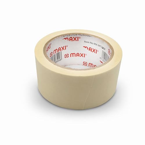 Maxi Premium Masking Tape 2 X20Yards General Purpose Paper Tape For Painting Labeling Marking Gardening Packaging Artworks Schools Office Automobile Garage Factory Industrial Uses