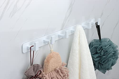Image of Coat Rack, Heavy Duty Stainless Steel 6 Tri Coat Hook Hanger, Wall Mounted Storage Wall Hooks, Rustic Clothes Hook /Key Hook Rail for Bathroom Kitchen Entryway(6 Hook White)