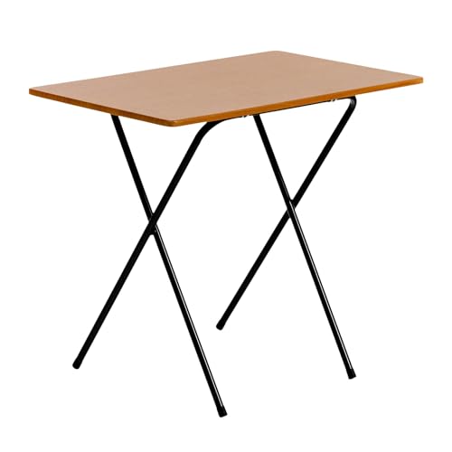 Harbour Housewares 80cm Wooden Folding Computer Desk - Black Frame, Wood Effect Top - Laptop...