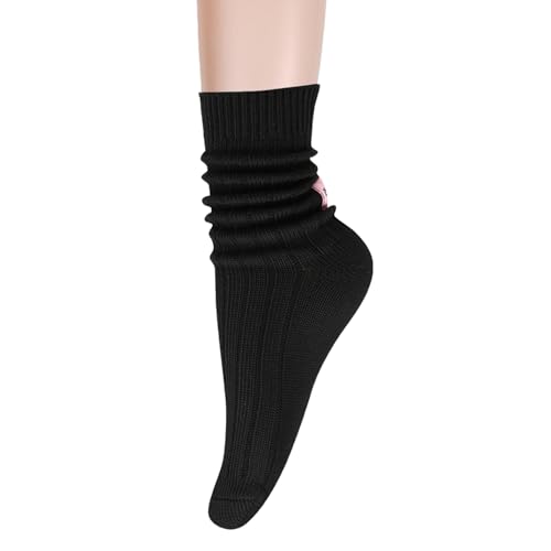 Image of Benefeet Sox Crew Socks for Women Retro Cotton Ribbed Knit Casual Socks Solid Color Athletic Sock