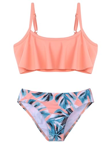 Arshiner Girls Swimsuit Two Pieces Bikini Set Ruffle Bathing Suits Flounced Tankini Swimwear