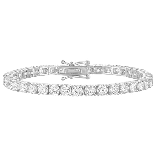 KISPER Tennis Bracelet for Women - 24K White Gold or Gold Plated Round Cut AAAAA CZ, 3mm/4mm Width, Elegant Jewelry Gift, 6.5/7/7.5 Inch