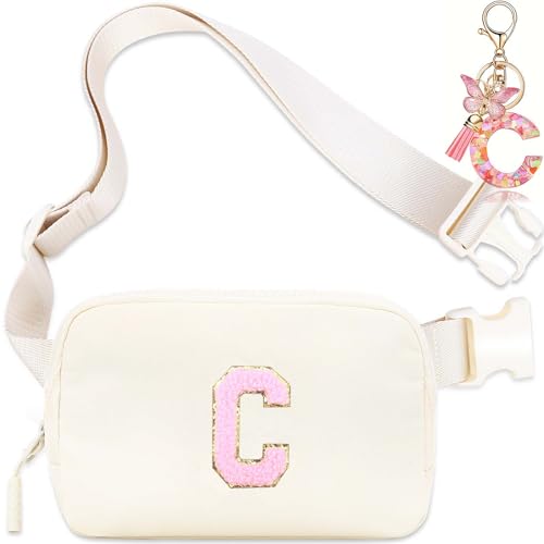 Image of Fanny Pack for Kids Girls 10-12 - Small Waist Belt Bag with Initial Letter Patch and Extender Strap for Women Teen Girl Friends Mini Bum Hip Travel Purse Crossbody Belt Bag C
