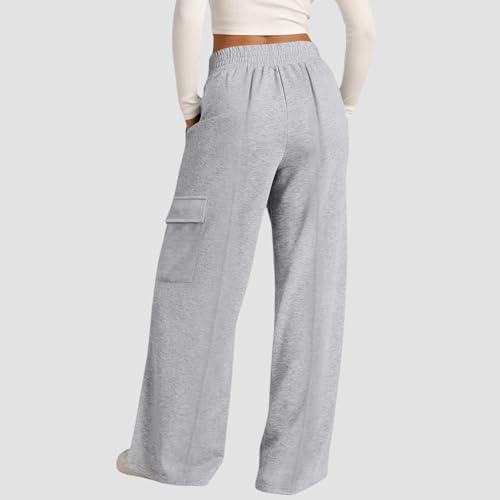 Cargo Sweatpants for Women Drawstring High Waist Wide Leg Pants Gym Workout Jogging Pants Baggy Y2K Trousers with Pockets3