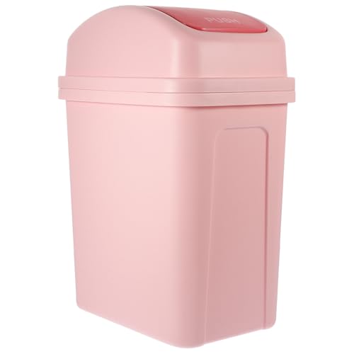 Caneca de basura plástica con tapa oscilante rosa