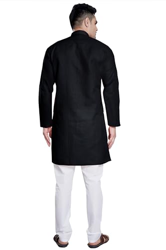 Image of DIVISIVE Men's Plain Cotton Blend Linen Slim Fit Kurta Pyjama Set