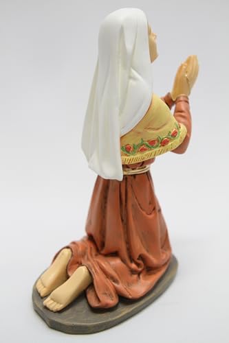 Estatua de San Bernadette de Lourdes en oración blanca miniatura 7