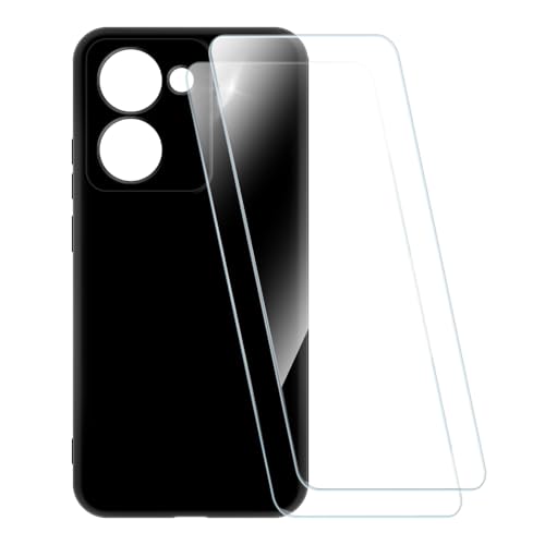 ESACMOT �v�����g�P�[�X + 2�������K���X�t�B���� OPPO Realme P3 Ultra 5G RMX5030 �Ƃ̌݊�������, �Ռ��z���\�t�g�J�o�[ HD�N���A (�u���b�N)