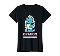 Design features the words "Baby Dragon" with a cartoon of a cute baby dragon. Buy for whoever loves dragons! Lightweight, Classic fit, Double-needle sleeve and bottom hem