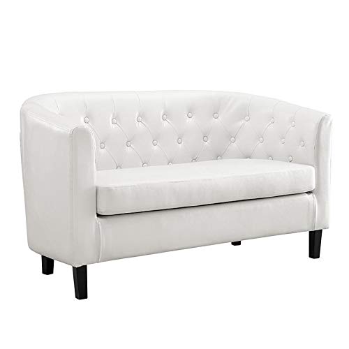 Naomi Home Emma Accent Chair, Button Tufted Faux Leather Barrel Chair