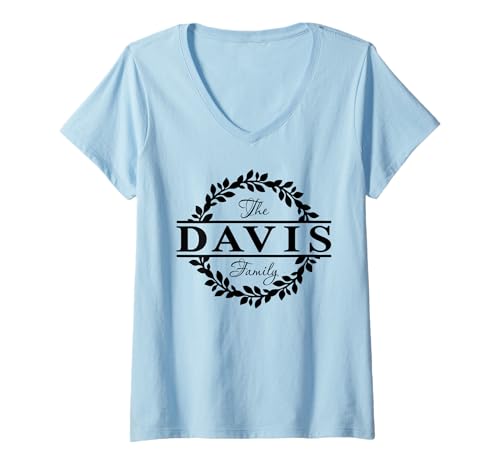 Femme The Davis Family Holiday Group Matching T-Shirt avec Col en V