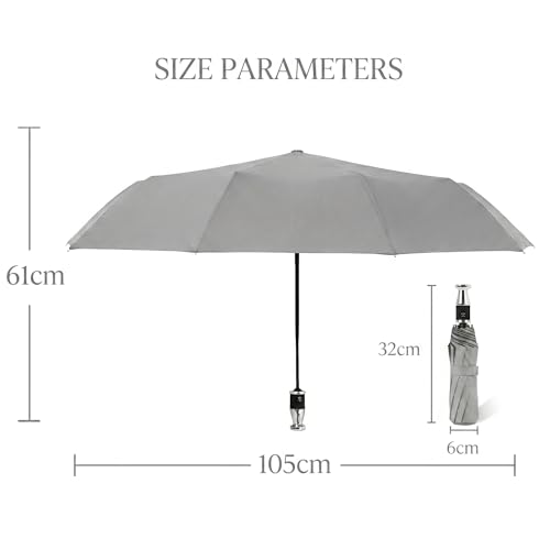 Image of GINOYA BROTEHRS Automatic Open & Close Umbrella with UV Protection - Large Windproof Stick & Compact Folding Travel Umbrella, Waterproof Heavy Duty Frame for Men & Women