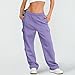 Women Wide Leg Baggy Track Pant with Pockets Loose Fit Drawstring High Waist Pants Casual Lounge Work Trousers Light Purple