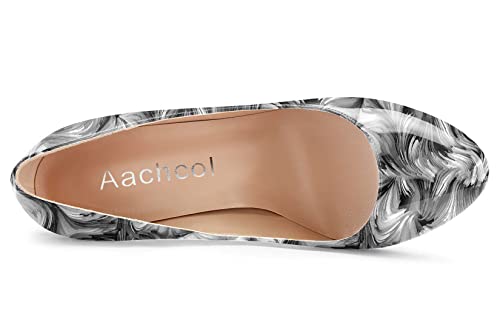 Aachcol Women Stiletto Pumps Close Round Toe High Heel Slip-on Shoes Wedding Office Classic 4 Inches4