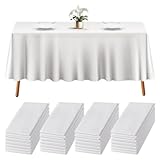 Prestee 24 Plastic Table Cloth Disposable - 108 x 54 White Tablecloth Rectangle - Plastic Table Cover for Parties, BBQs, Weddings, Outdoor Gatherings, and Fine Dining Events