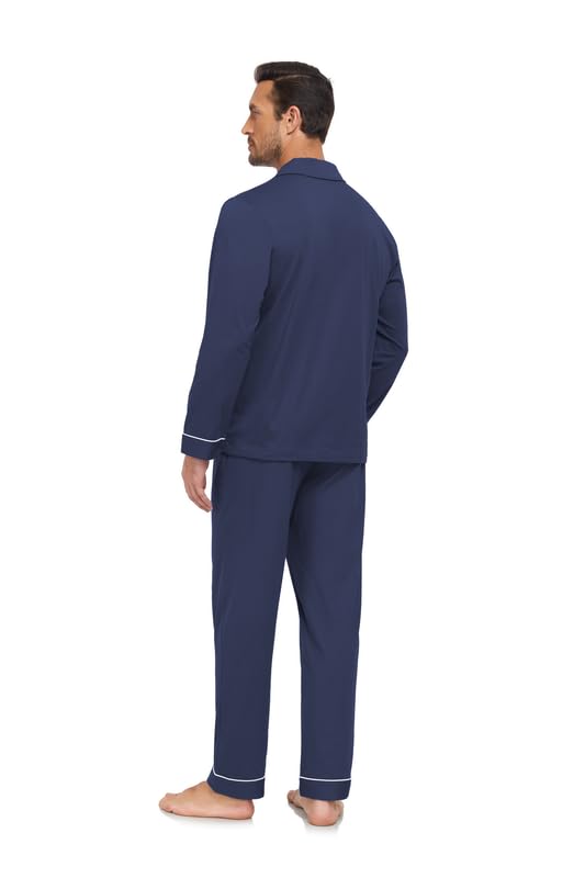 COLORFULLEAF Men's 100% Cotton Pajamas Sets Pajamas for Men Long Sleeve Sleepwear Set with Pockets and Button Down S-XL3