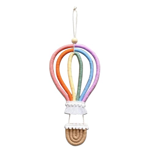 Riceel Makramee Heißluftballon,Regenbogen Woven Ballon Wandbehang Boho...