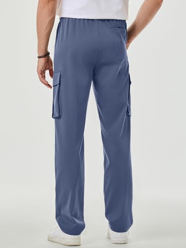 JMIERR Mens Casual Baggy Cargo Pants Stretch Sweatpants Loose Fit Drawstring Hiking Workout Joggers with Multi Pockets - Image 3