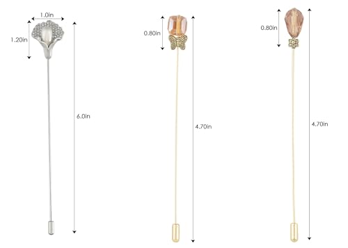 Image of Alilang 3Pcs Vintage Style Hat Lapel Brooch Pins with Flexible Bendable Design for Secure Fit on Hats, Scarves, and Suits