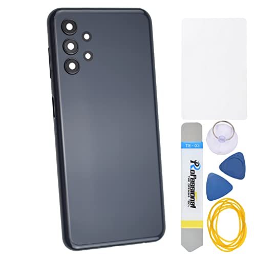 Black Plastic Back Panel Cover Replacement for Samsung Galaxy A13 with Rear Camera's Frame Rear Camera's Glass Cover Volume Button and Installation Instruction Tool Kit