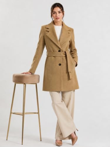 Image of PLAGG Wool Trench Coat for Women Winter Wear With Belt