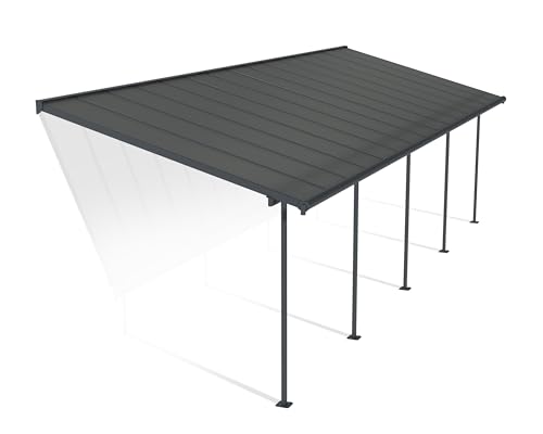 Canopia by Palram Terrassenüberdachung Alu Capri 3X9.15 Polycarbonat Hohlkammerplatten Pergola 924 x 295 cm Grau zur Überdachung ihrer Terrasse