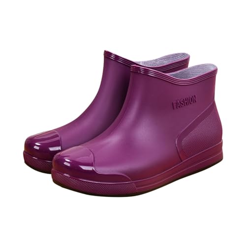 Botas de Lluvia para Mujer con Diseño Moderno Antideslizante y Plantilla Extraíble de Algodón Acolchado (Purple, 40) #39