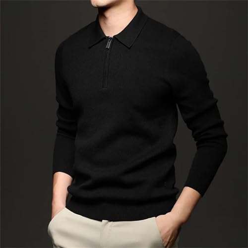Men's Winter Wool Sweater Lapel Thickened Pullover Solid Half Zipper Korean Version Casual Knitted Sweater3