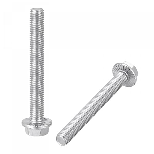 Image of uxcell M10x80mm Hex Serrated Flange Bolts Screws Metric Thread 304 Stainless Steel 6pcs