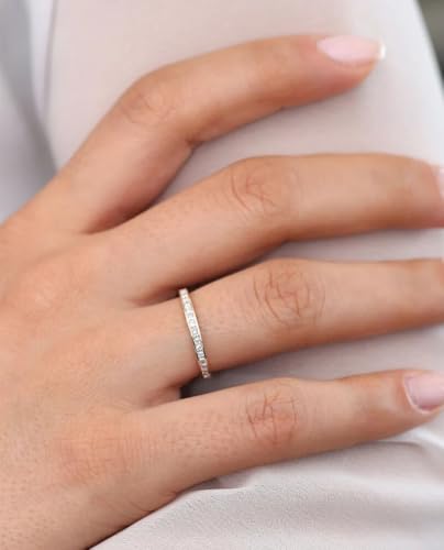 Princess Cut 1 Ct Diamond Eternity Band 14K Rose Gold Plated Channel Wedding Ring for Women Anniversary Promise Ring3