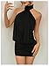 SHENHE Women's Open Back Mini Halter Dresses Sexy Sleeveless Ruched Bodycon Night Out Dress Black Petite XS
