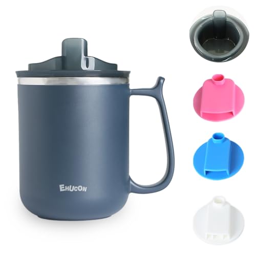 EHUCONHEEL Dysphagia Regulating Drinking Cups for Swallowing Difficulty - with 5cc, 10cc, & 15cc Sip Options - Liquids Only No Thickener - Pack of 1 (Blue)