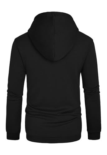 AIYINO Men's Hoodies Full Zipper Pullover Casual Hooded Sweatshirt Contrast Color Top Drawstring Casual Hoody with Kanga Pocket S Black - Image 2
