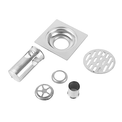 Drenaje de Piso de Acero Inoxidable Baño Ducha Cocina Rejilla de residuos antiolor Espesada Resistente a la corrosión Drenaje rápido Filtro extraíble para baño Cocina Plata
