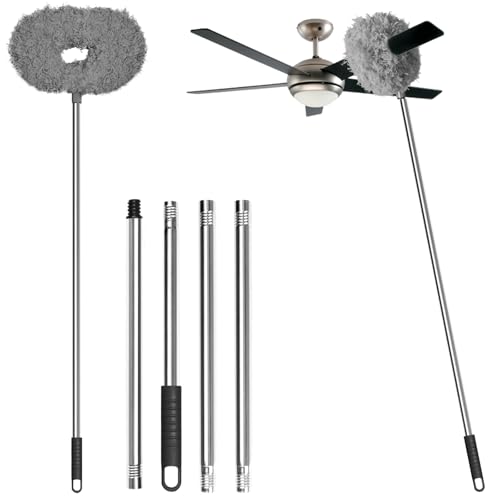 Image of Eunice 13-49.7 Inches Ceiling Fan Duster with Extension Pole, Adjustable and Removable Cleaner Blade for High Ceiling, Fan Cleaner for Window Door Furniture (Gray)