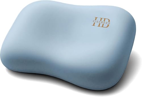 Image of HighBeds Cervical Neck Pillow - Side Sleeper Pillow for Neck Pain Relief, Soft Ergonomic Memory Foam Pillows Ice Silk Zipperless Pillowcase, Eco-Friendly and Durable Material (Blue)