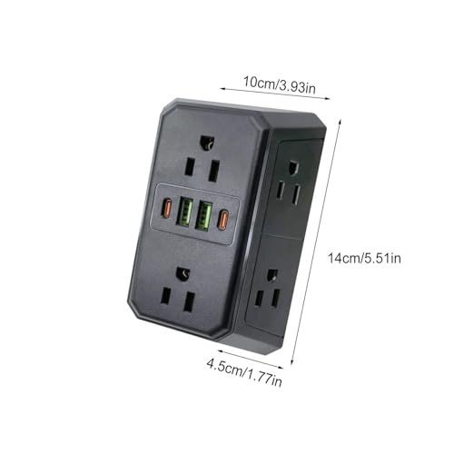 Enchufe múltiple con USB ideal para viajes y dormitorios con divisor de 6 tomas 5